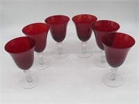 LOT OF 6 RUBY GLASSES 7 IN TALL ALL CLEAN