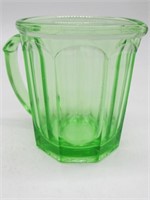 EARLY URANIUM GLASS PITCHER MARKED A&J 5.5 IN TALL