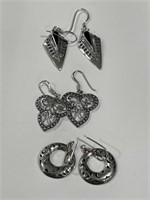 3x 925 Silver Dangle Earrings