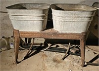 Galvanized Wash Tubs On Stand