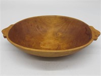 EARLY 13 INCH DOUGH BOWL ONE PIECE REPAIRED HANDLE
