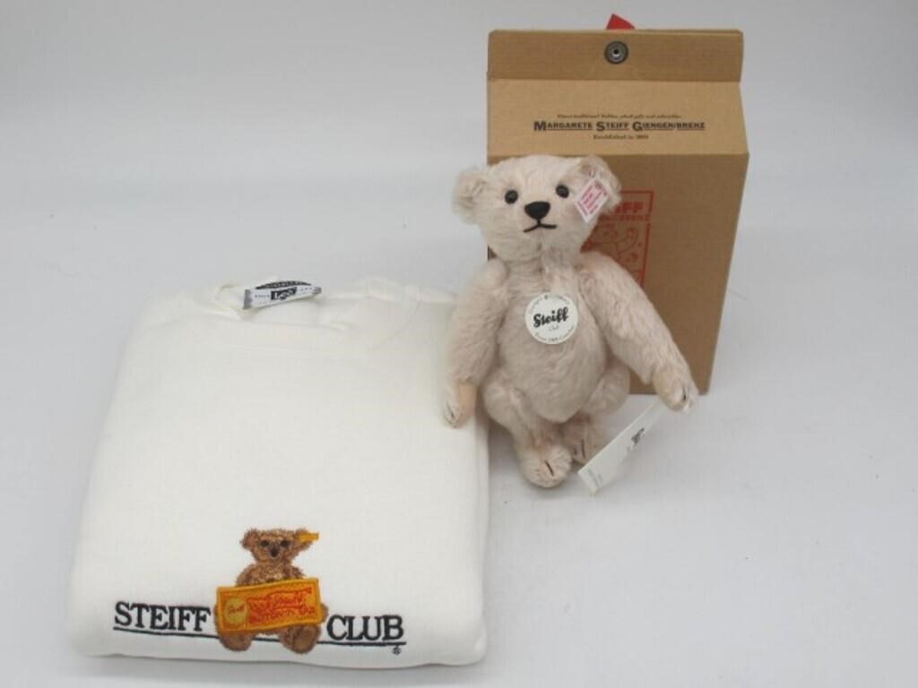 STEIFF 2009 BEAR IN BOX AND COLLECTOR SWEATSHIRT