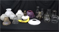 Vintage Oil Lamps & Glass Shades