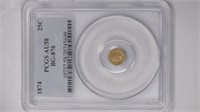 1874 Quarter Dollar Gold PCGS AU58