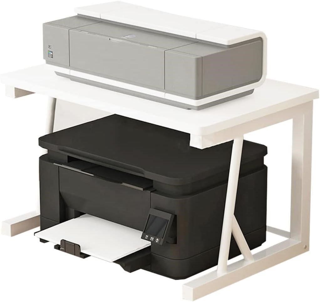 2-Tier Wood Printer Stand - White