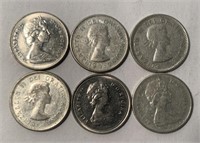 (6) Canadian 10 Cent Coins Various Dates