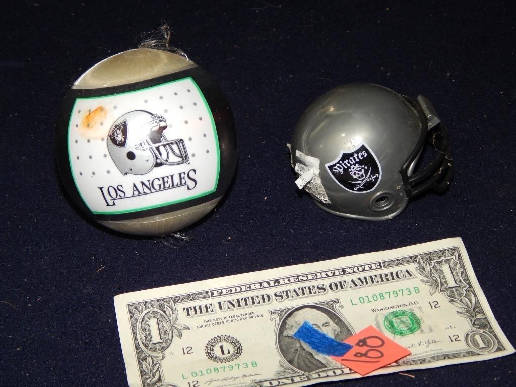 LA Raiders Ornament & Pirates Mini Helmet