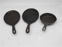 3 CAST IRON PANS - ALL LODGE 15L