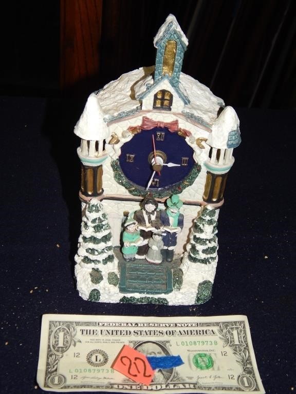 Christmas Church Carolers Clock-Resin