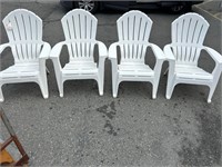4pc Adams Mfg White Adirondack Patio Chairs