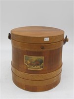 LARGE CHEESE WOODEN BOX, W/ LID CLEAN 10H