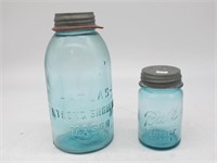 LOT OF 2 BLUE BALL JARS, 1 LARGE 1 SMALL