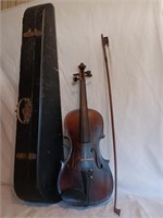 Antique Violin 4/4 w/ Bow, Wood Case