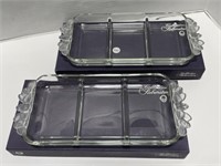 2 Original Walther Glas 3 Section Serving Dishes