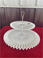 Fenton 2 tiered hobnail plate