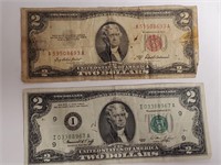 1953 A Red Seal & 1976 Green Seal $2 Bill