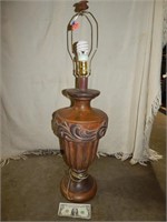 Metal Table Lamp, Looks Like Carved Wood