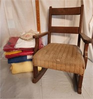 Vintage Child Rocking Chair, Bath Sheets, Jacket