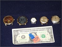 5ct Watch Heads, NO BANDS, 2 Timex & More