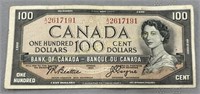 1954 Bank of Canada 100 dollar note, Billet de