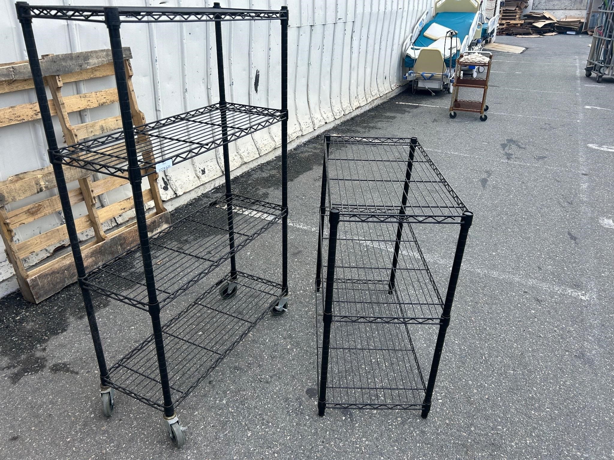 2pc Black Metal Wire Racking - 1pc on Casters