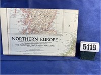 Vintage Northern Europe Map, 1954, The Natl.