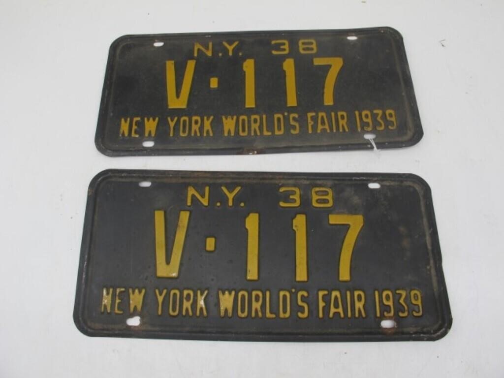 1938 NNEW YORK FRONT / BACK LIC PLATES