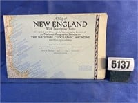 Vintage New England Map, 1955, The Natl.
