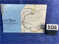 Vintage Eastern South America Map, 1962, The