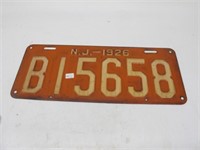 NEW JERSEY 1926 LIC PLATE VERY CLEAN