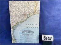 Vintage South Central U.S. Map, 1961, The Natl.