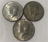 (3) 1968 D Kennedy Half Dollar