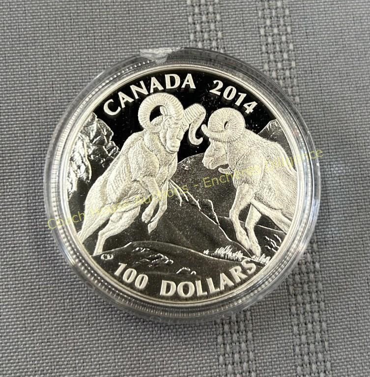 2014 Canada 100 dollar 999 fine silver proof coin