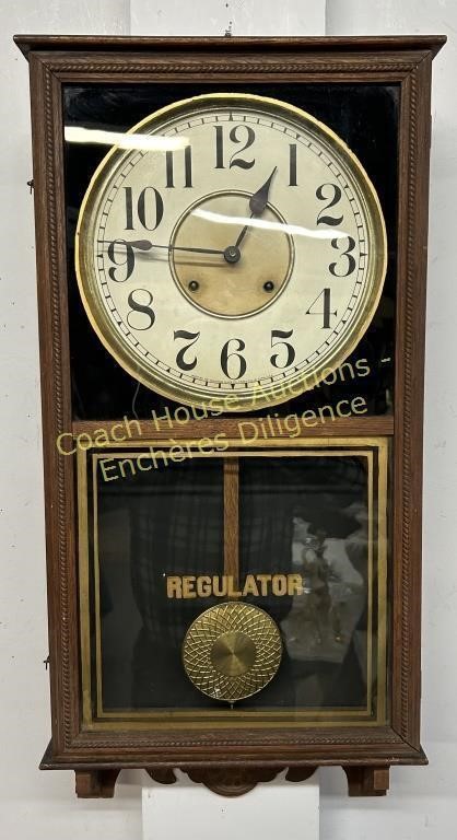 Regulator wall clock, Horloge murale, 17" x 36"
