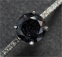 $1820 10K  Black Diamond(1ct) 16 Side Diamonds(0.0