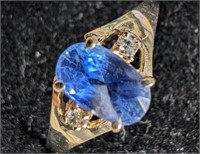 $1410 10K  Natural Ceylon Sapphire(1ct) Diamond(0.