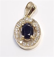 $1460 10K  Natural Blue Sapphire(0.55ct) Diamonds(