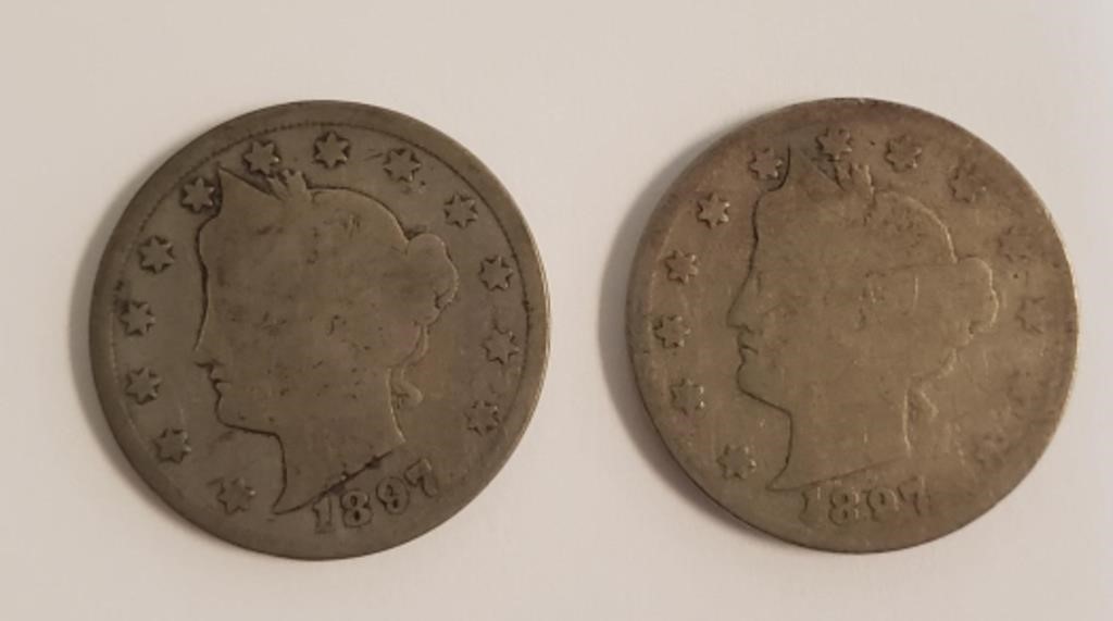 (2) 1897 V Nickels