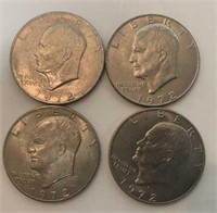 (4) 1972 2-D 2- No mint Mark Eisenhower Dollars