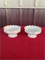 Fenton hobnail pair candle holders