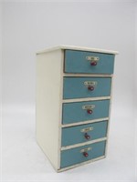 5 DRAWER, WOOD SPICE CABINET  14H 9 D