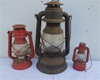 (2) Kerosene Lamps, Small Battery Lamp