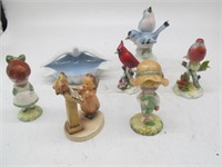 TRAY LOT OF 7 MISC. GLASS FIGURES MULTI BRANDS