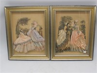PAIR OF SHADOW PICTURES VICTORIAN LADIES  12 X 16