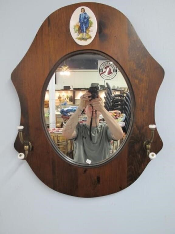 PINE WALL HANGING MIRROR 31 X 24 IN IN SIZE