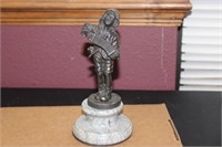 A Decorative Bronze/Metal Statue on Marble Base