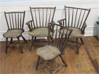 LOT OF 4 SOLID WOOD CHAIRS W/ NEEDLE POINT