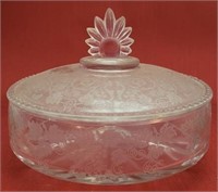 Fostoria Flame covered & etched candy