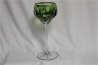 Green Cut Glass Goblet