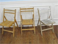 LOT OF 3 VINTAGE FOLDING CHAIRS 32 INCHES TALL